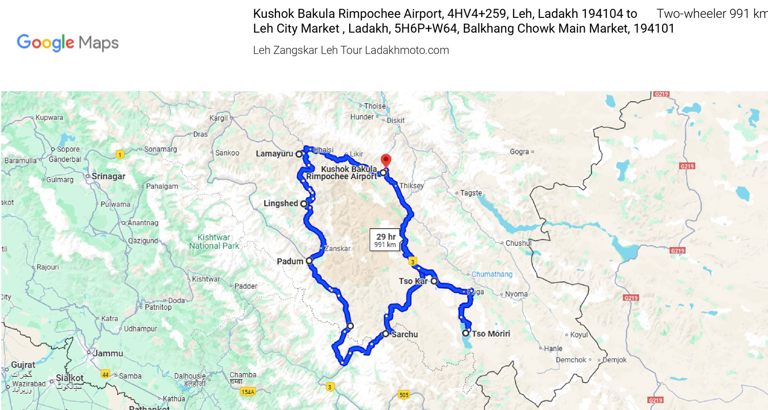 Overview Image Of The Leh Zanskar Leh Bike Tour